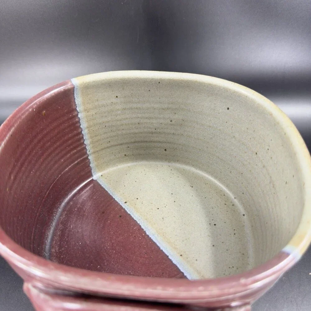 Hand Made Studio Art Pottery Bowl Dish With Handles Signed B‎ Creek Planter Pot